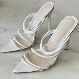 Women’s Halston pointed white stiletto dress sandals